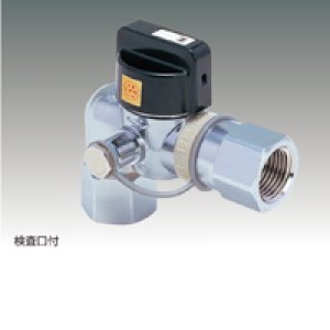 画像1: 検査孔付機器接続フレキガス栓　L型1/2　LPG用 (1)