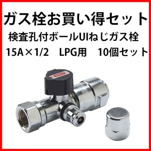 画像1: 【ロット販売】検査孔付ボールUIねじガス栓 15A LPG １０個セット (1)